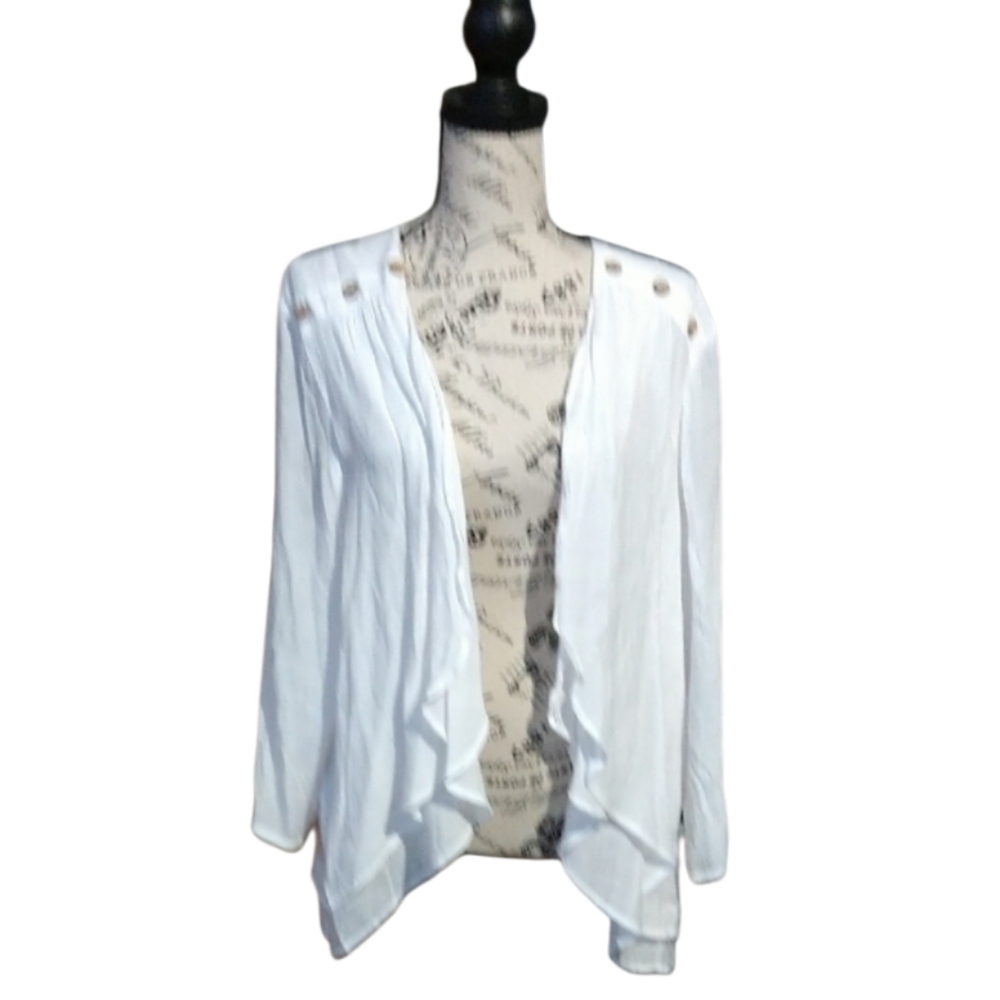 Size 2XL White Draped Blazer Cardigan
